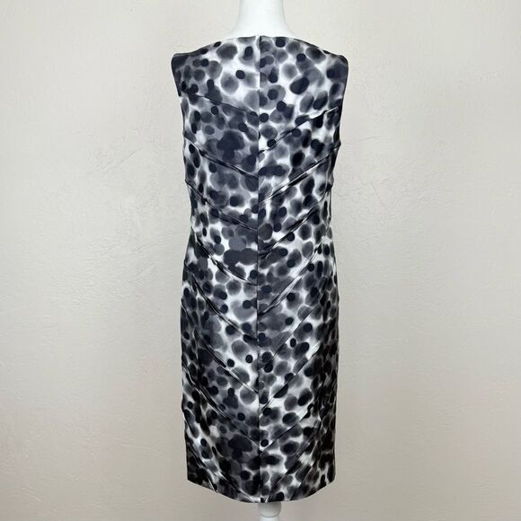 Escada Silk Abstract Sleeveless Sheath Dress w/Origami Pleating 40 EU 10 US - Picture 4 of 10